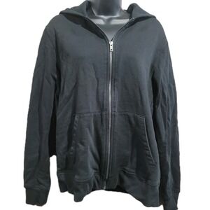 Pact Organic Cotton Full Zip Hoodie Sweatshirt Sz M Black Fleece Lined Pockets